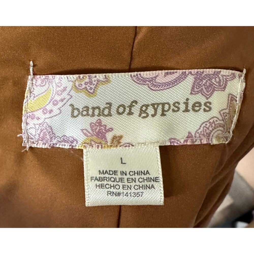 BAND OF GYPSIES Gold Velvet Star Bomber Jacket Size L - Picture 6 of 7